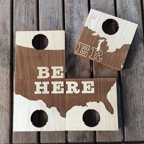 Bottle Opener Coaster Set - "Beer Here"
